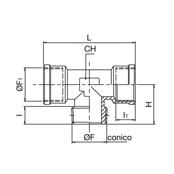 34/F FFM - FEMALE/FEMALE/MALE threaded T fitting - Fittings - Ani (Pack of 10pcs and 5pcs) 34/F FFM - FEMALE/FEMALE/MALE threaded T fitting - Fittings - Ani (Pack of 10pcs and 5pcs)